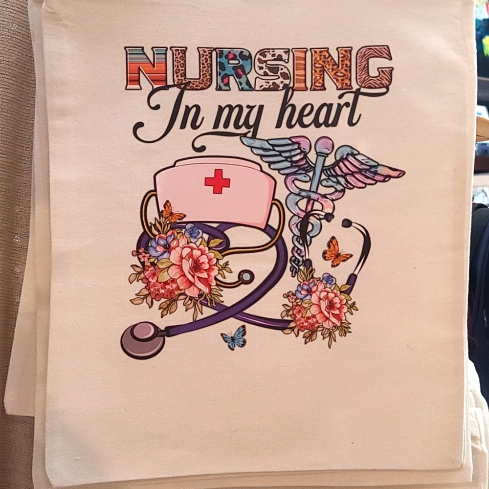NURSING Canvas Shoulder Tote Bag NWT